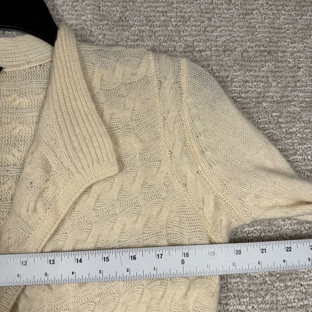 Talbots Petites Cable Knit Open Front Cardigan Women's Small Cream Wool Cashmere - Picture 7 of 9